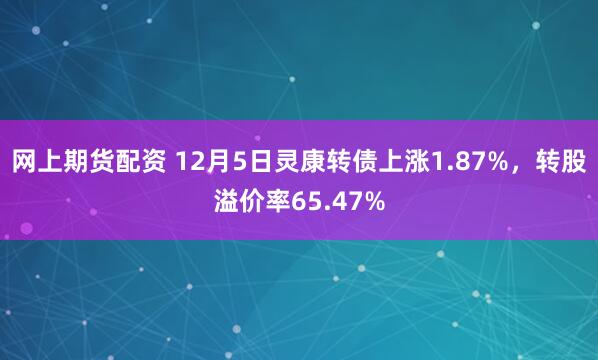 网上期货配资 12月5日灵康转债上涨1.87%，转股溢价率65.47%