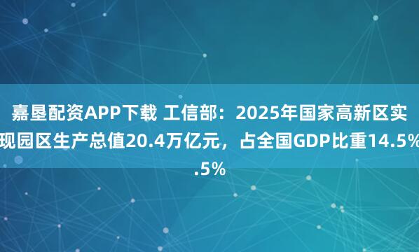 嘉垦配资APP下载 工信部：2025年国家高新区实现园区生产总值20.4万亿元，占全国GDP比重14.5%